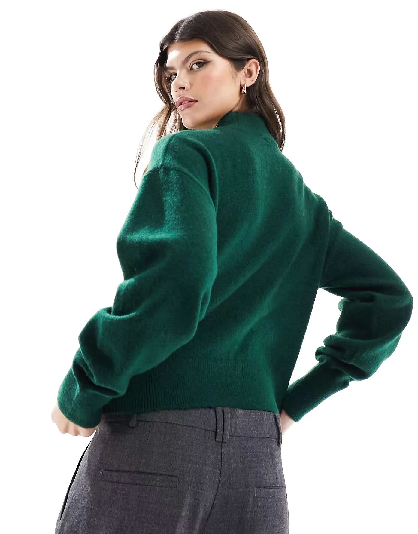 & Other Stories Green jumper with stand-up collar