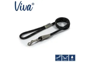 Ancol - Viva Nylon Reflective Rope Snap Lead - Black - 107cm x 10mm (Max 30kg)