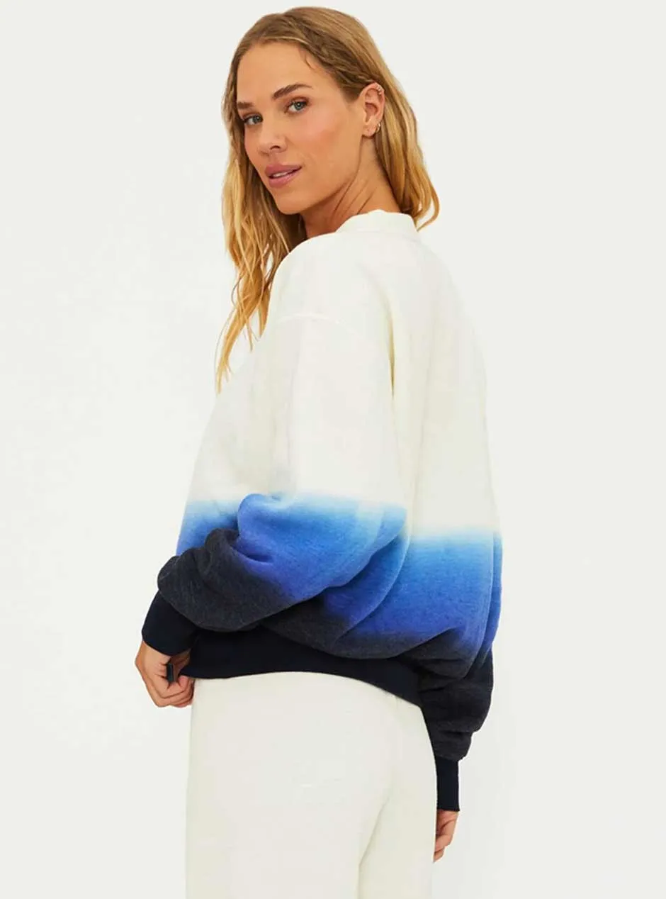 Beach Riot Women's Kenzlie Hand Dyed Pullover Sweatshirt - Limited Edition Egret White Ombre Blue