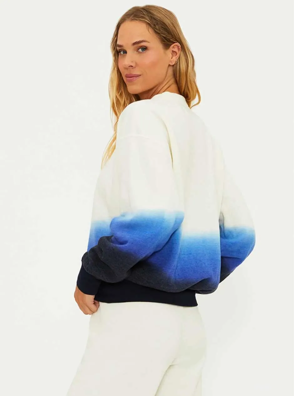 Beach Riot Women's Kenzlie Hand Dyed Pullover Sweatshirt - Limited Edition Egret White Ombre Blue