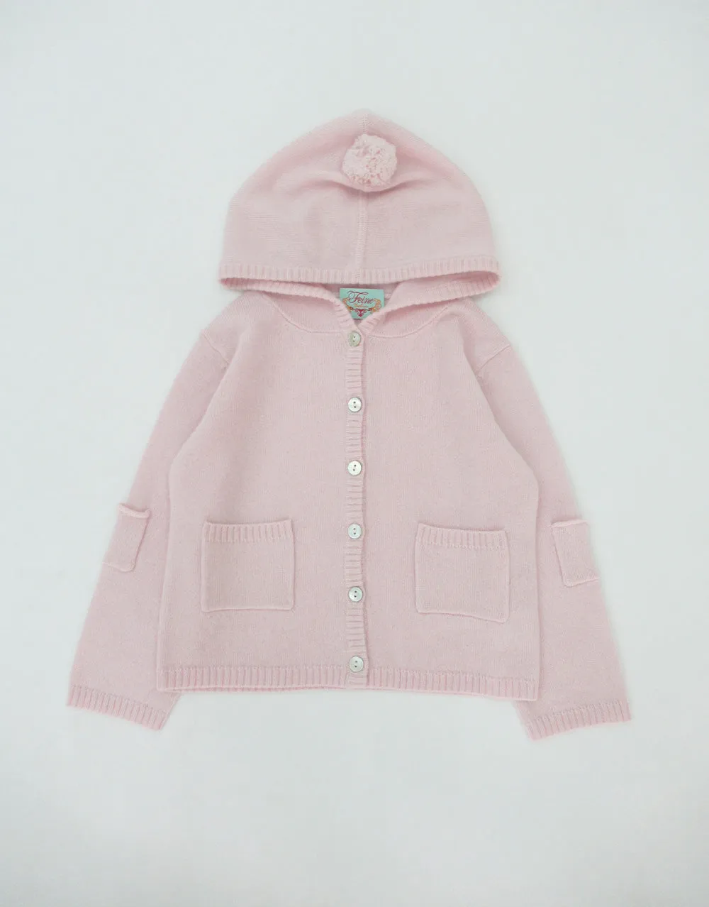 Cashmere Hooded Baby Cardigan in Baby Rose