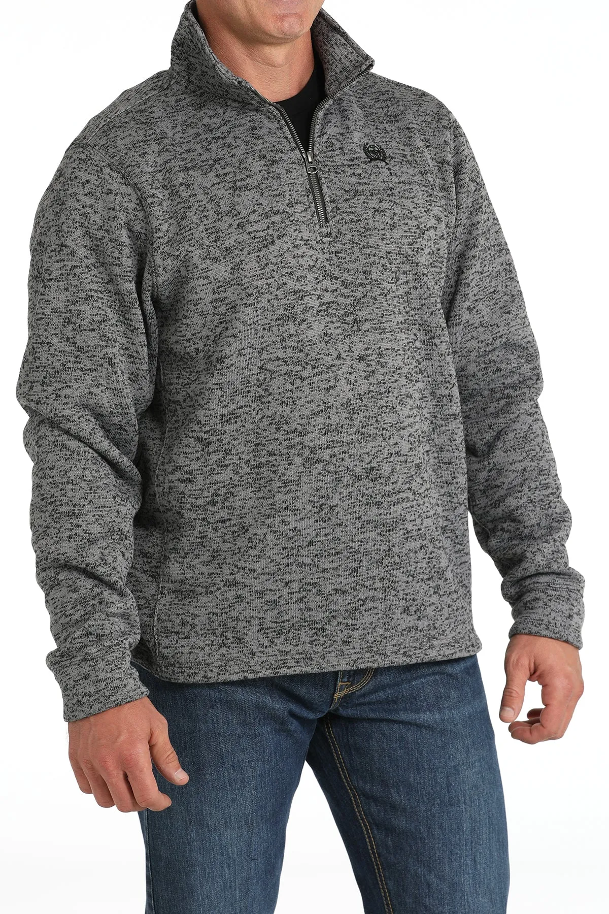 Cinch Men's Gray Sweater Knit 1/4 Zip Pullover