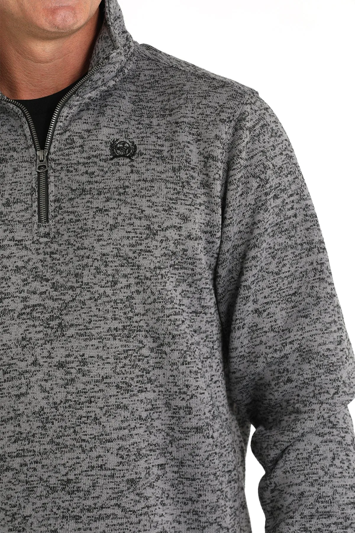 Cinch Men's Gray Sweater Knit 1/4 Zip Pullover