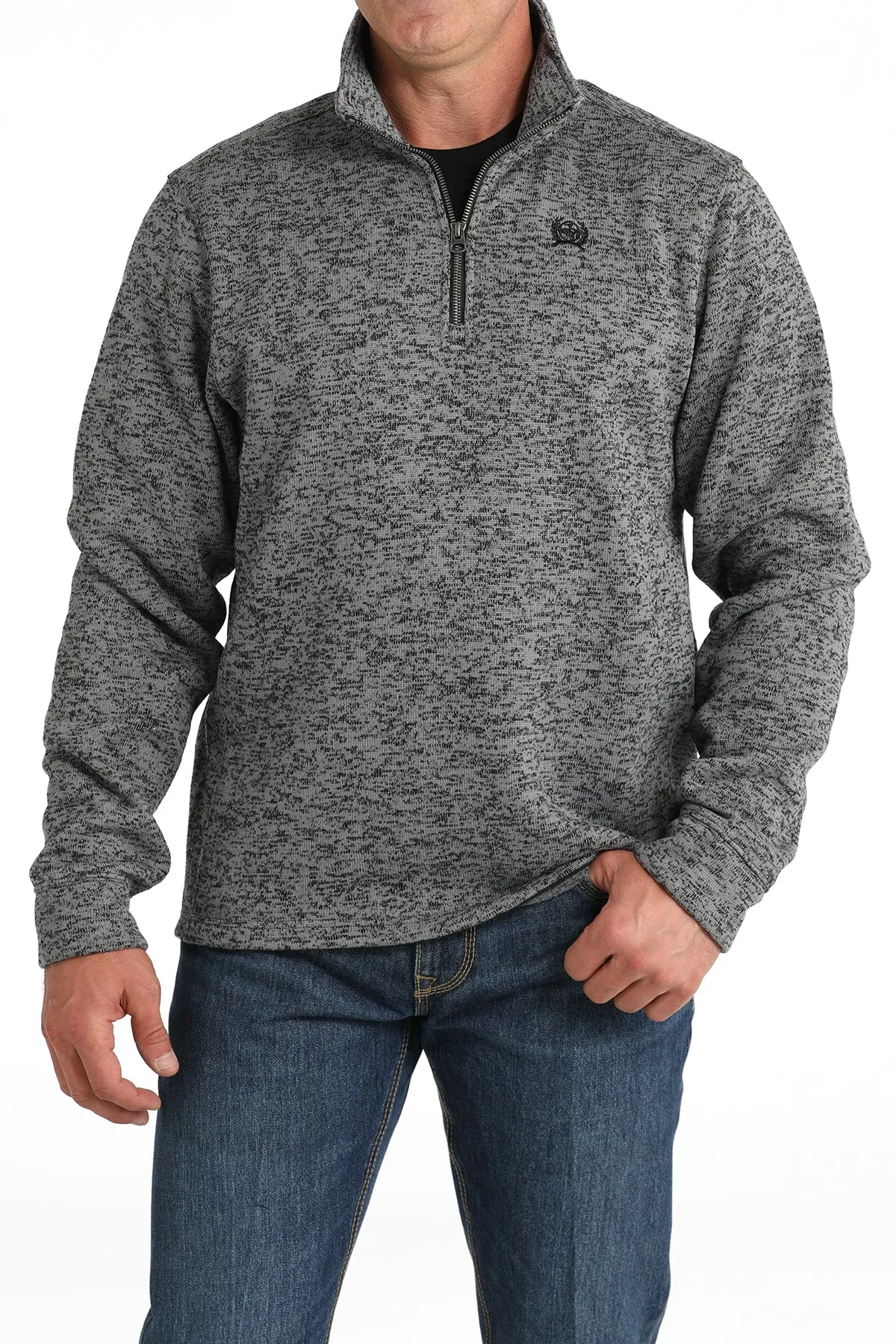 Cinch Men's Gray Sweater Knit 1/4 Zip Pullover