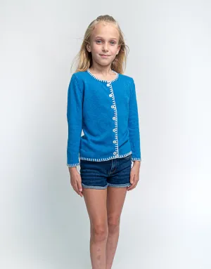 Coco Girls Cashmere Cardigan in Peacock