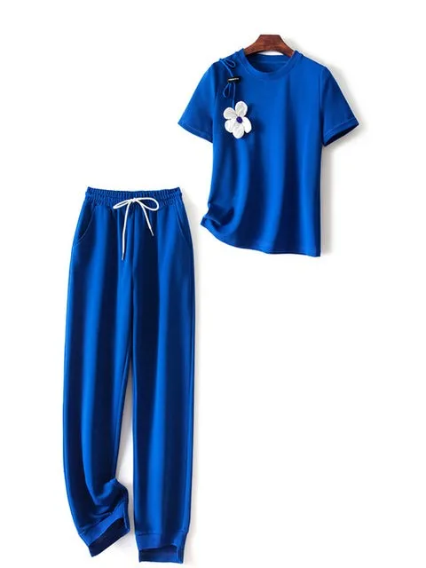 Comfortable Blue 2 Piece Outfit Set