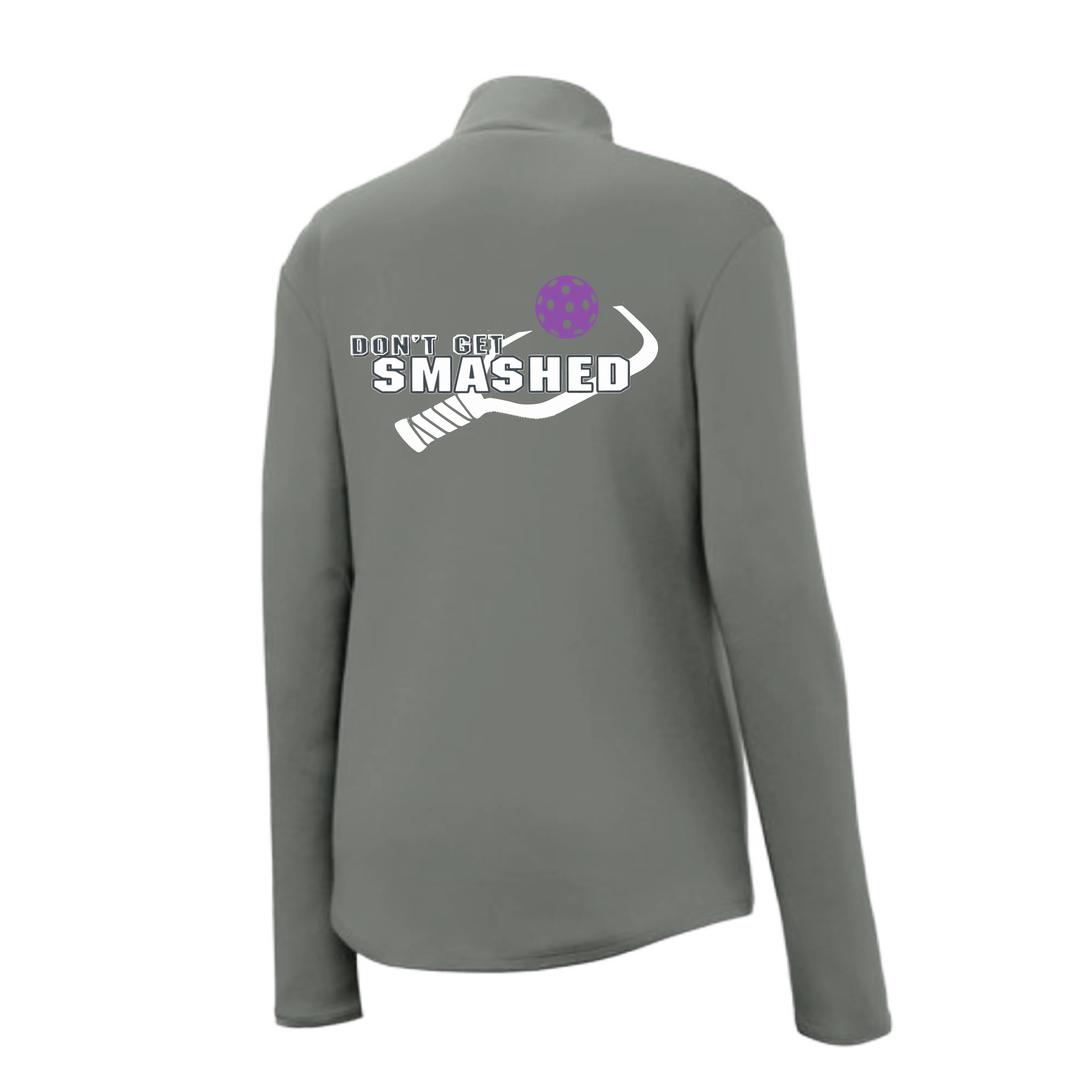 Don't Get Smashed (Pickleball Color Purple White Yellow) | Women's 1/4 Zip Pullover Athletic Shirt | 100% Polyester