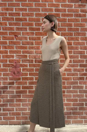 Double Knit Apron Skirt in Mushroom (Sold Out)