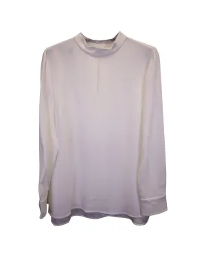 Elegant Mock-Neck Long-Sleeve Top with Cutout Detail in White Polyester