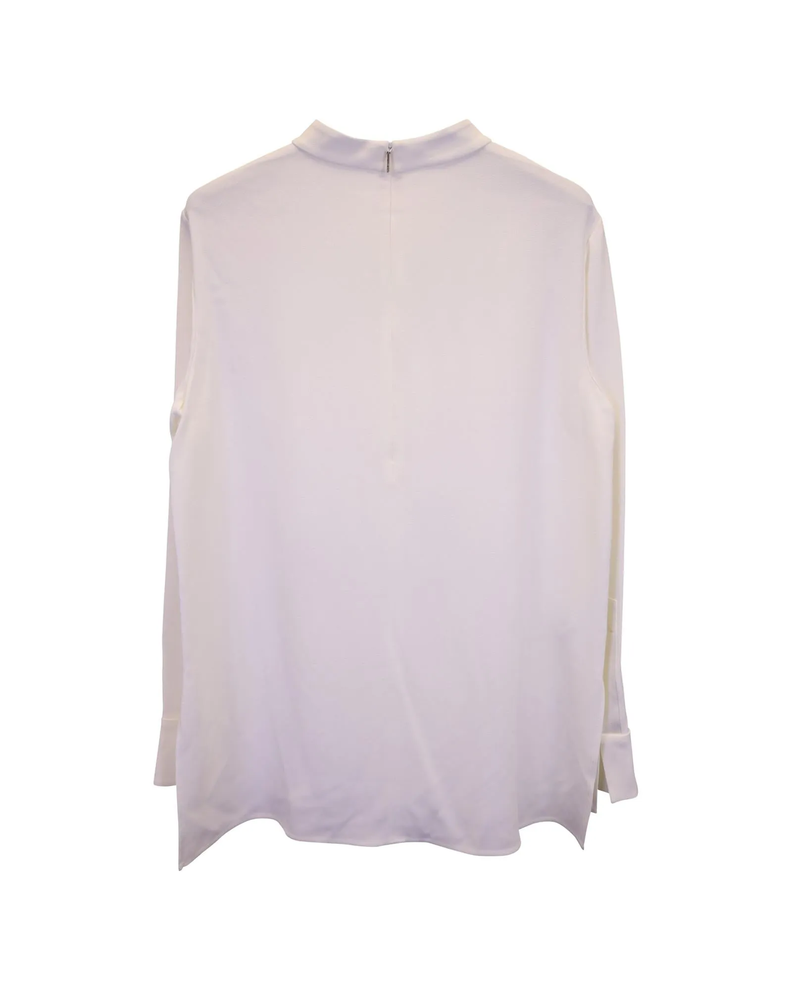 Elegant Mock-Neck Long-Sleeve Top with Cutout Detail in White Polyester