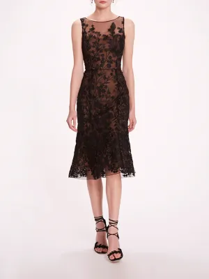 Embroidered Tulle Midi Dress