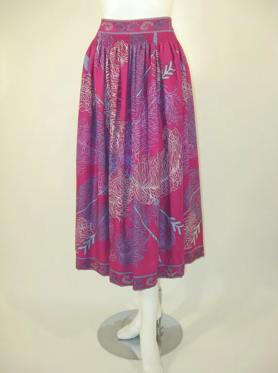 EMILIO PUCCI Fuchsia Print Silk Peasant Blouse and Wool skirt