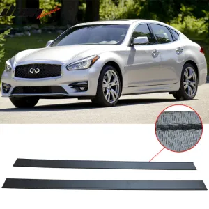 Fits 13infiniti M37S CF Texture Side Skirts Extension Bottom Line Lip