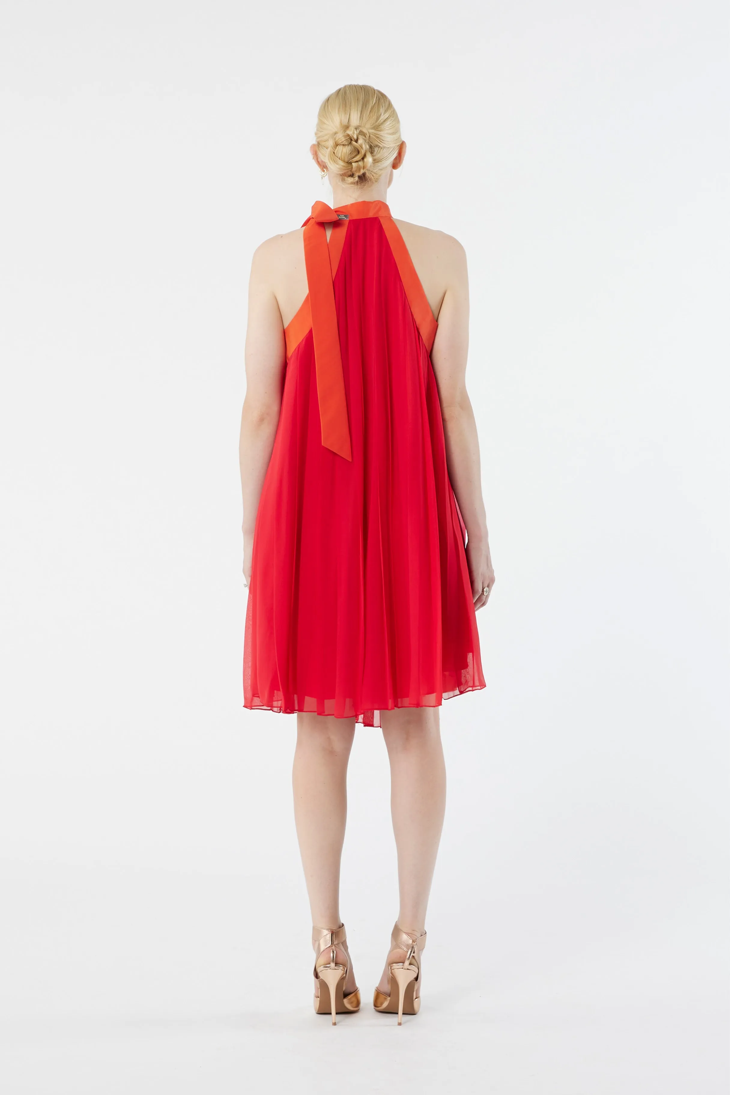 LUCIE red - silk pleated dress