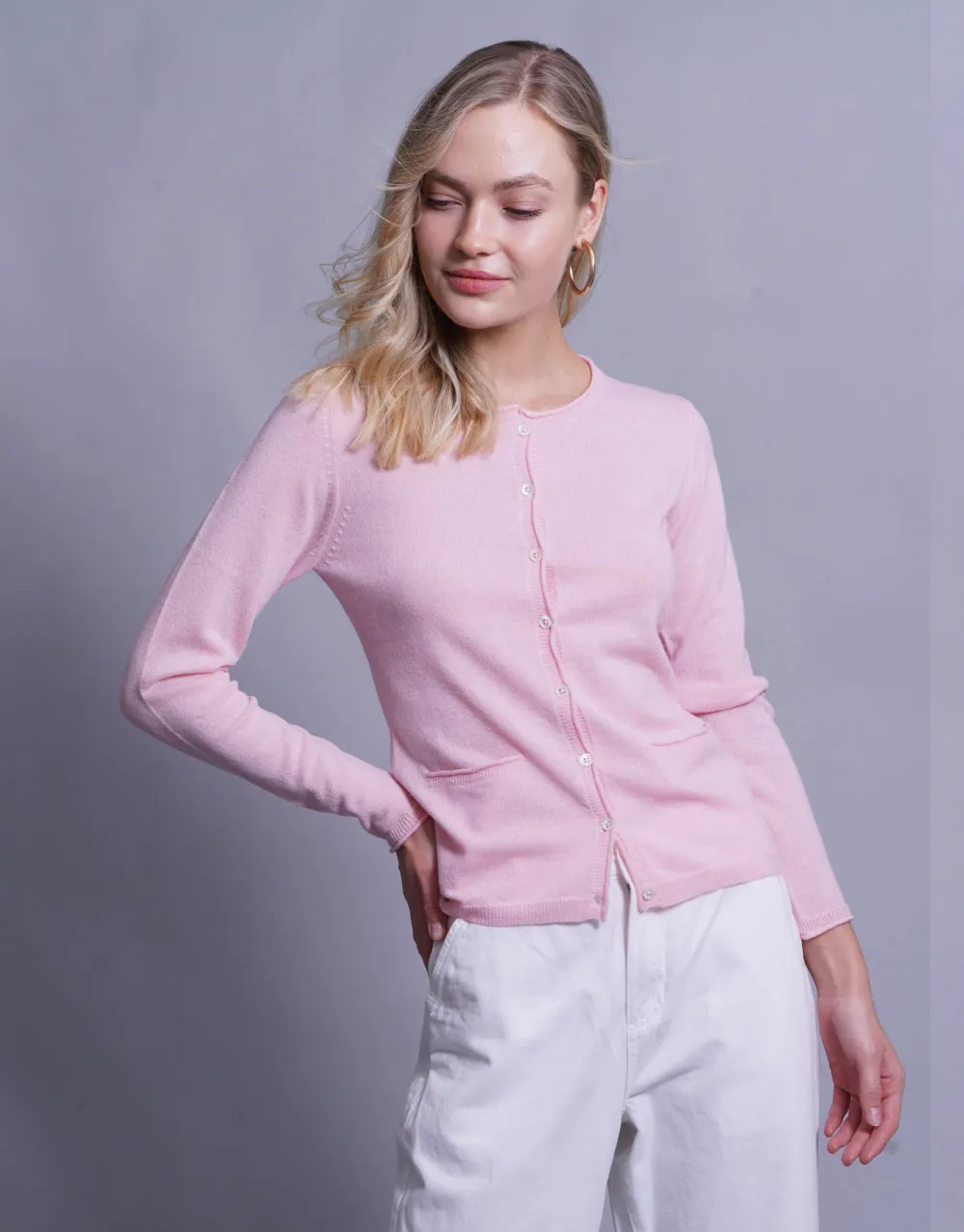 Luxe Lite Scoop Neck Cardigan in Rose