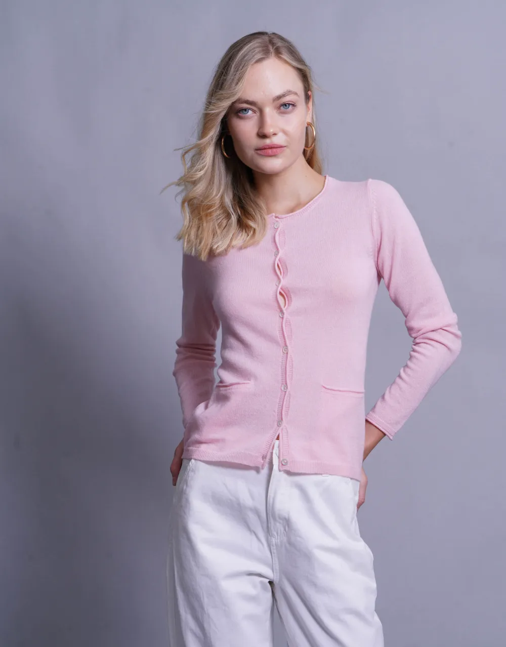 Luxe Lite Scoop Neck Cardigan in Rose