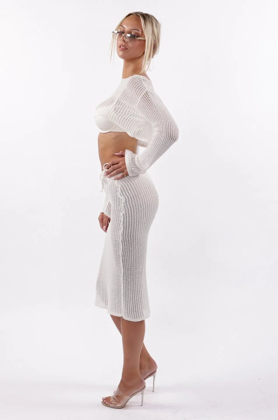 Marbella Knit Midi Skirt Ivory