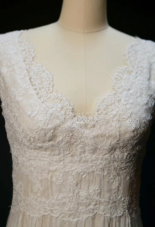 ON6160 Airy Handkerchief Skirt Lace Wedding Dress