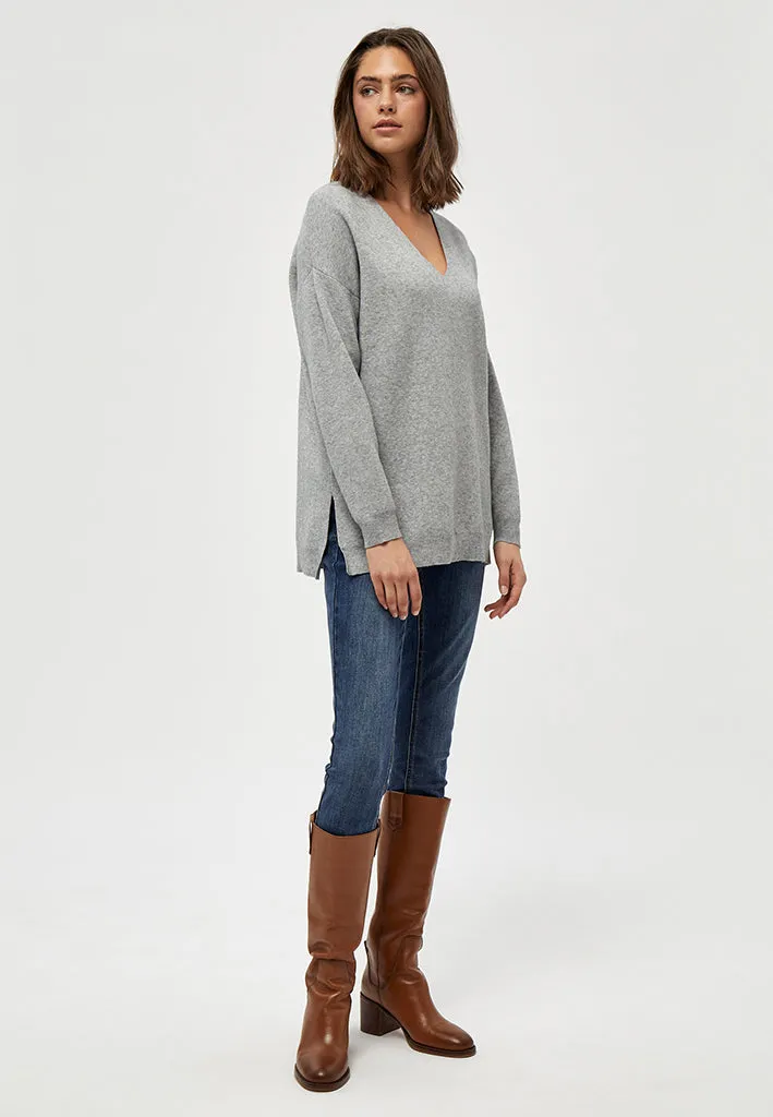 PCRosalia Knit Pullover - LIGHT GREY MEL.