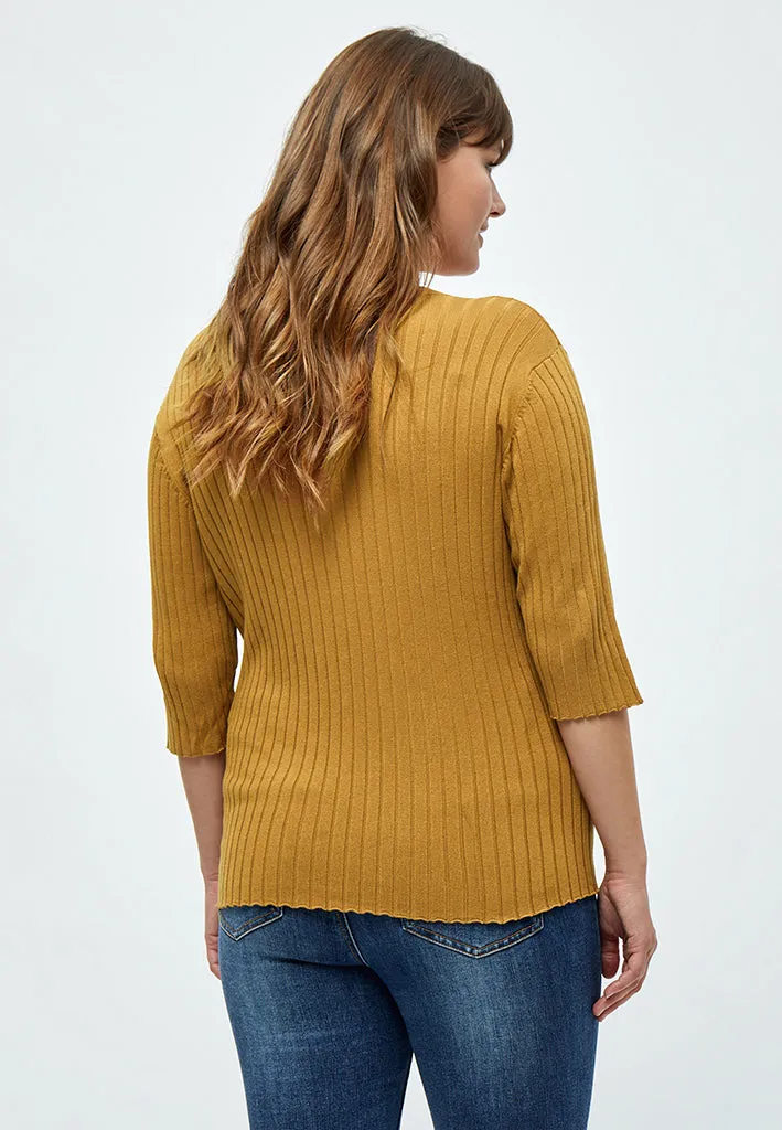 PCTana V Rib Pullover Curve - Almond Brown