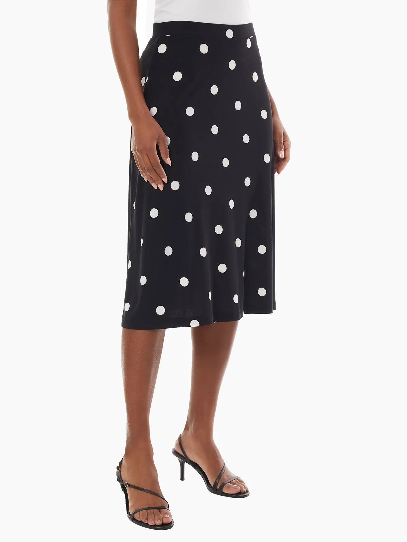 Petite A-Line Jersey Knit Midi Skirt