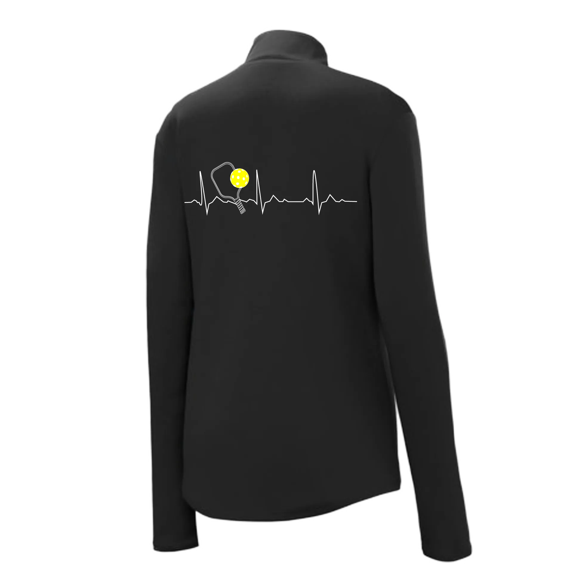 Pickleball Heartbeat EKG (Customizable) | Women's 1/4 Zip Pullover Athletic Shirt | 100% Polyester