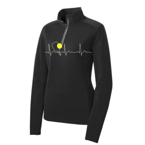 Pickleball Heartbeat EKG (Customizable) | Women's 1/4 Zip Pullover Athletic Shirt | 100% Polyester