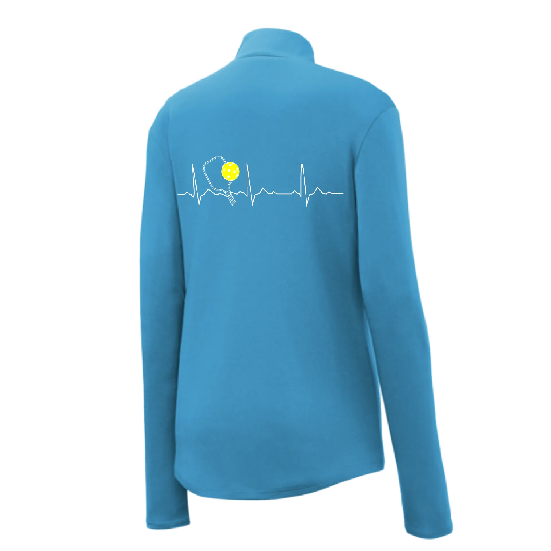 Pickleball Heartbeat EKG (Customizable) | Women's 1/4 Zip Pullover Athletic Shirt | 100% Polyester