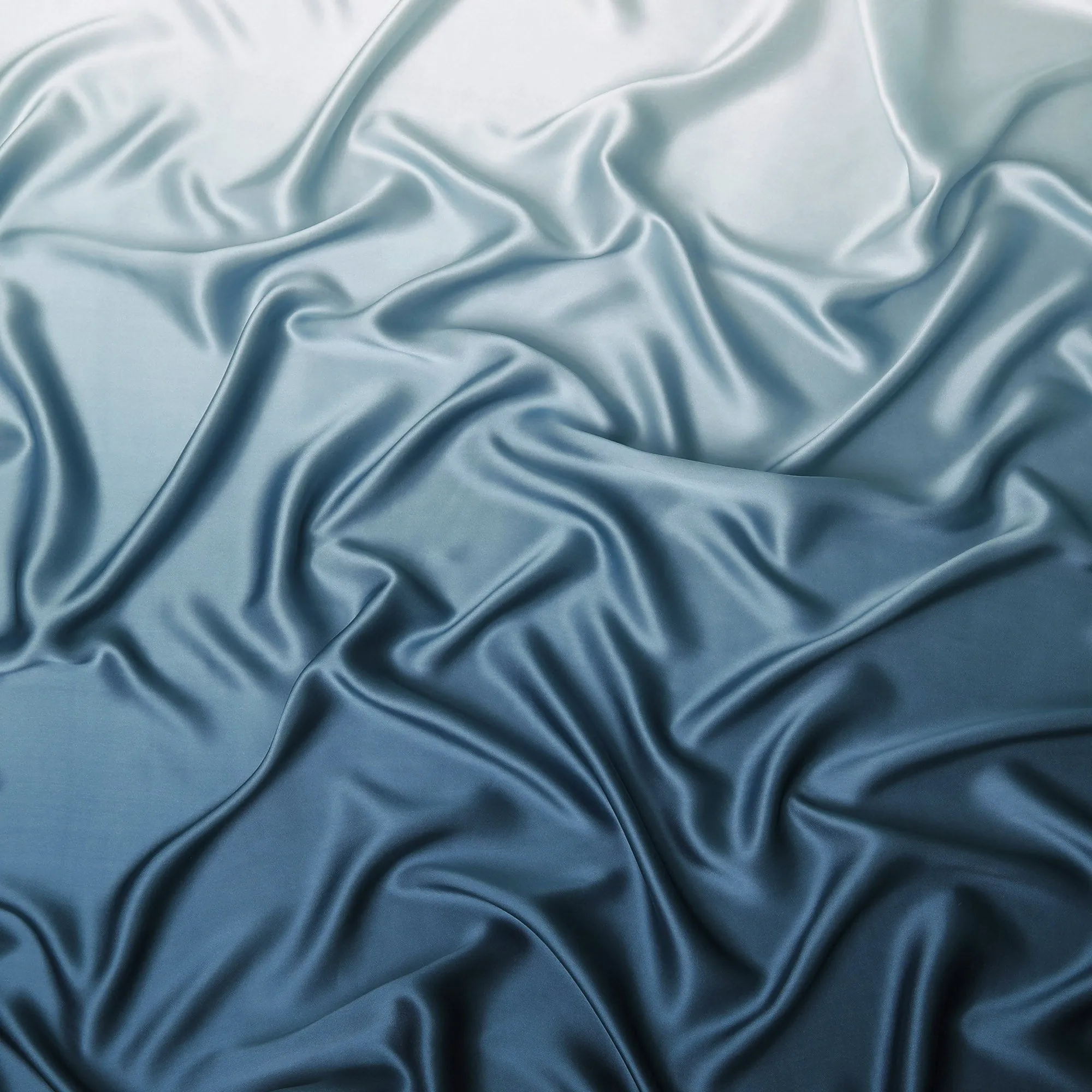 Soothing Sky Blue Ombre Silk Satin Fabric, 110 cm Width - Imported from South Korea-D20245