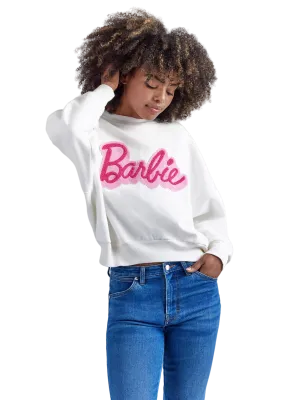 Wrangler Women's Barbie Relaxed Logo In Worn White Sweatshirt