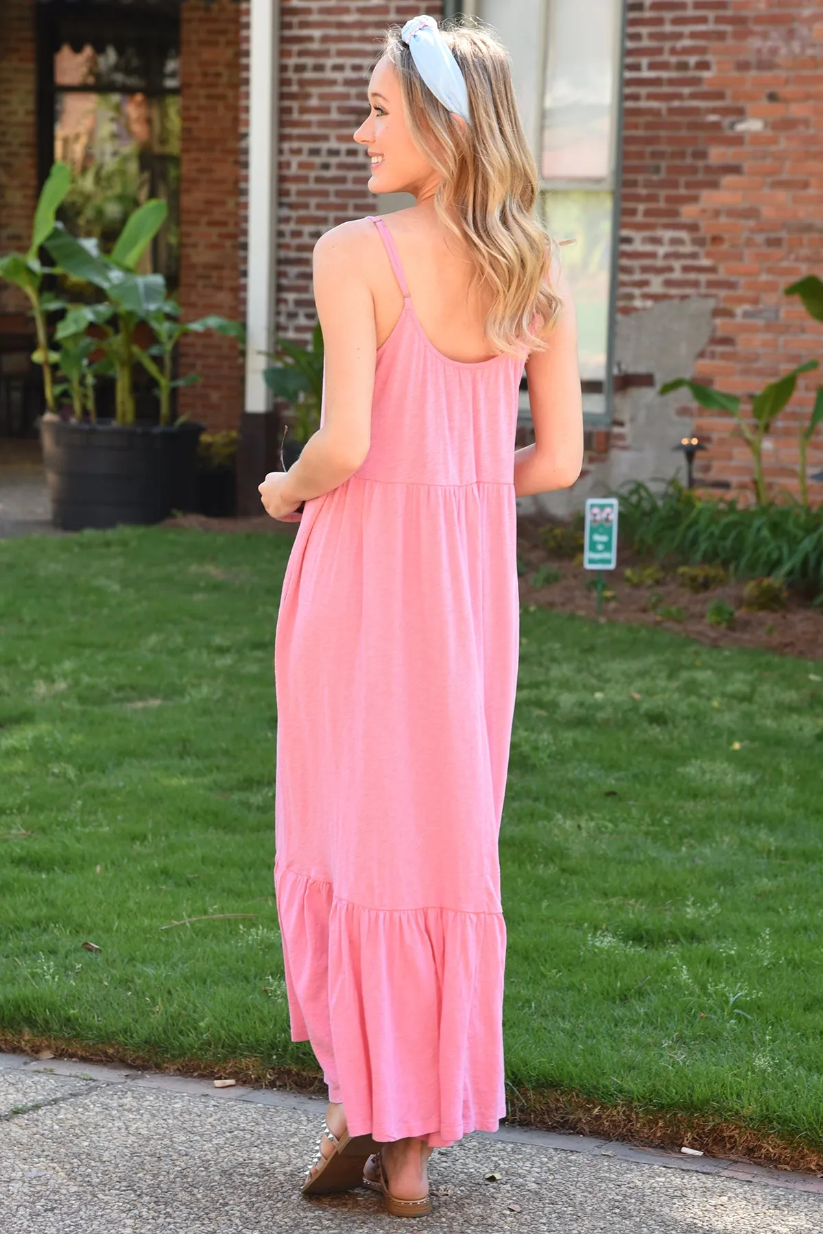 Z SUPPLY LIDO SLUB MAXI DRESS -FLAMINGO